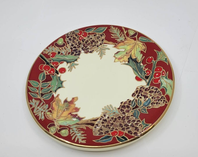 F Ceramica Salad Plate Holiday Setting Christmas Design Holly