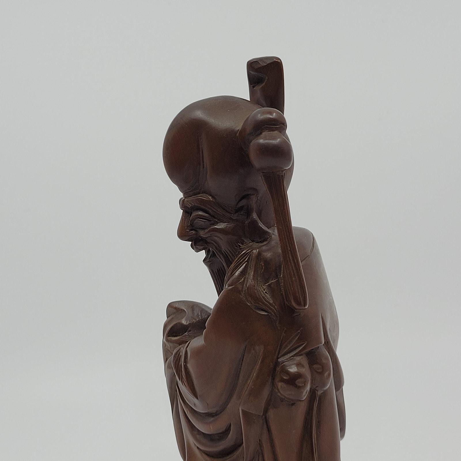 木彫り 置物 ヴィンテージ中国木彫り賢者像置物 高さ8インチ - Etsy 日本