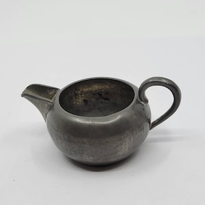 Vintage Denton English leadless pewter miniature creamer hammered