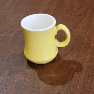Vintage stoneware yellow mug cup estate restaurant business
