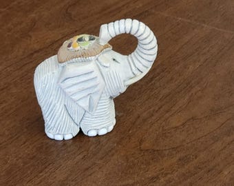 Vintage Rinconada Elephant Figurine: Uruguay Pottery, Black Glazed