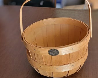 Vintage Peterboro Basket Company Round Basket One Handle Diameter 9".