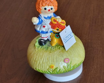 ヴィンテージ ラガディ・アン＆アンディ オルゴール – 1970年代 陶器製