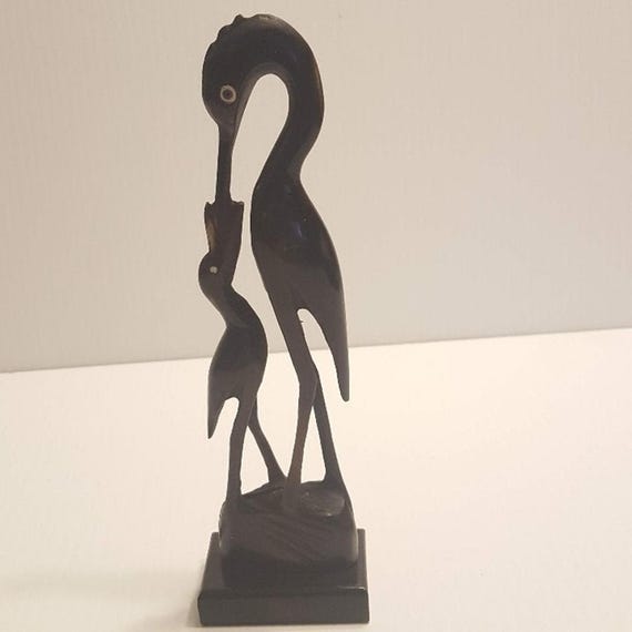 Figurine vintage de cigogne faite main : décoration d'oiseau