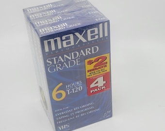 Maxell 4 Pk VHS 6 Hrs Standard Grade VHS Tapes new sealed