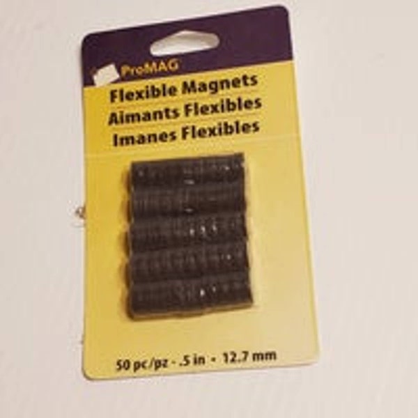 ProMag 0.5" 19 mm Flexible Round Magnets 50 Pcs. New, sealed. UPC 015377100505.