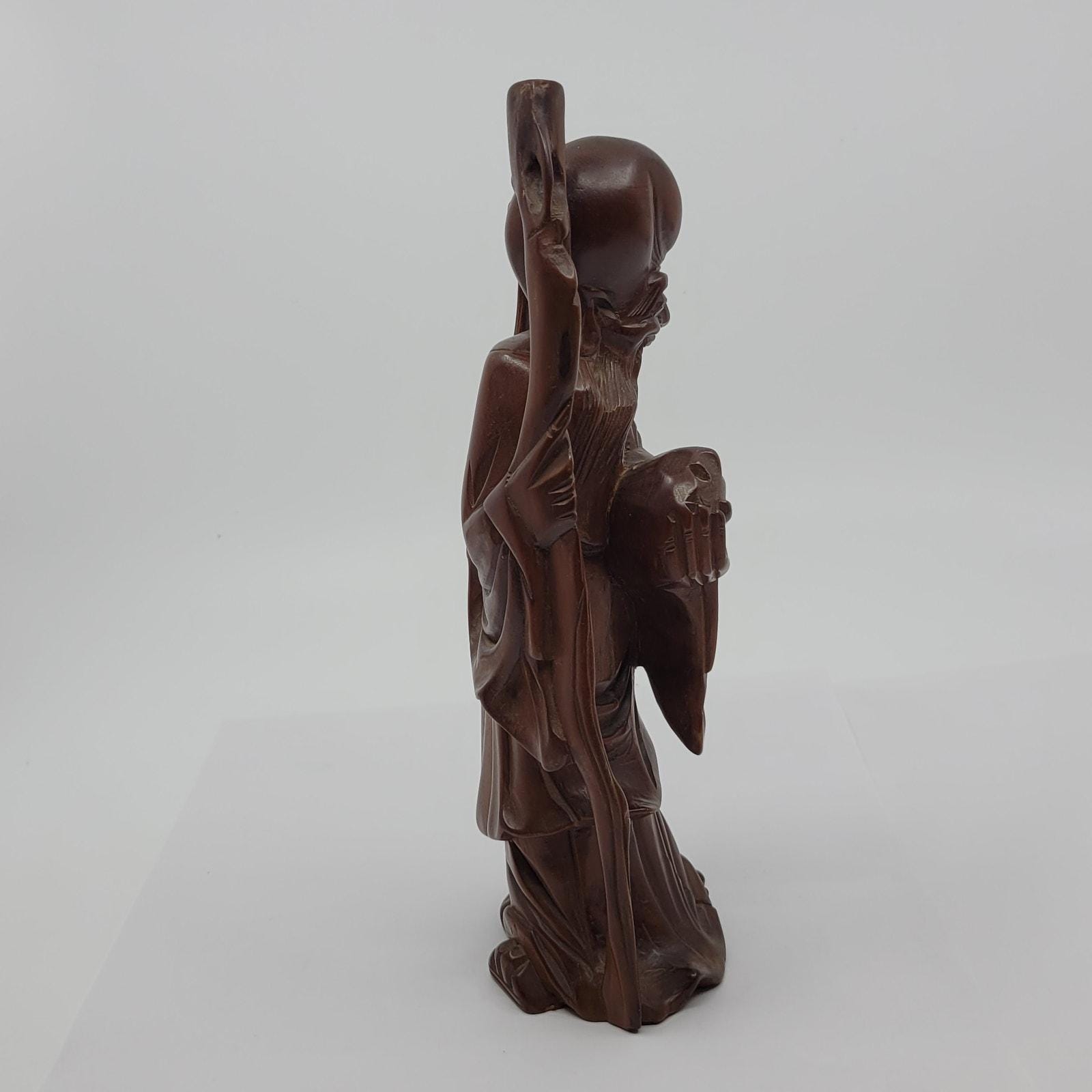 ヴィンテージ中国木彫り賢者像置物 高さ8インチ - Etsy 日本