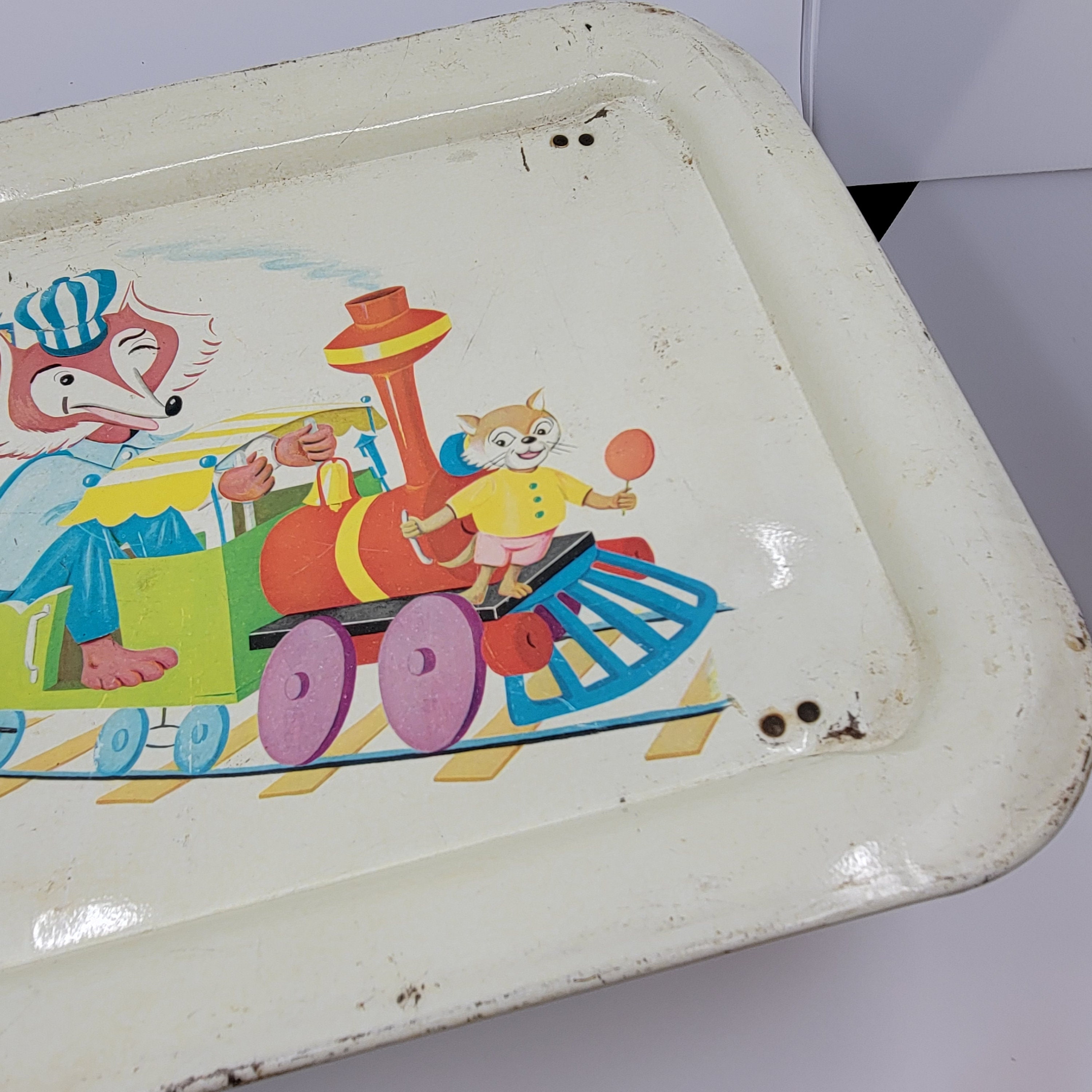 Vintage Metal plegable lap tray Animals Train Children's Etsy
