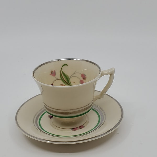 Syracuse China OPCO Old Ivory Demitasse cup saucer set. Pre-owned, perfect shape, no chips or cracks. Made in America.