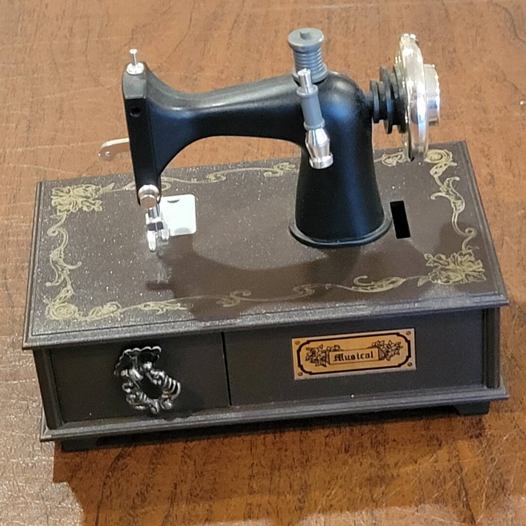 Vintage Sewing Machine Music Box Music Box Plays Tune Button Etsy