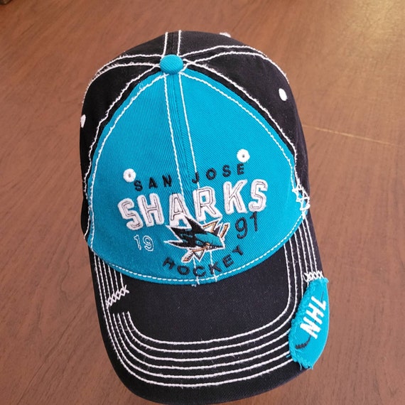 Vintage 1990s San Jose Sharks Old Time Hockey NHL Youth Teal Hat
