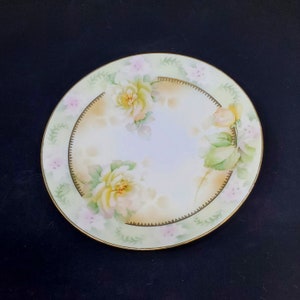 Vintage Erdmann Schlegelmilch Yellow Rose Design Salad Plate 8.5" Suhl, Prussia.
