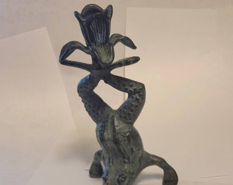 Vintage Bronze Frog Figure Candle Holder Figurine sculpture