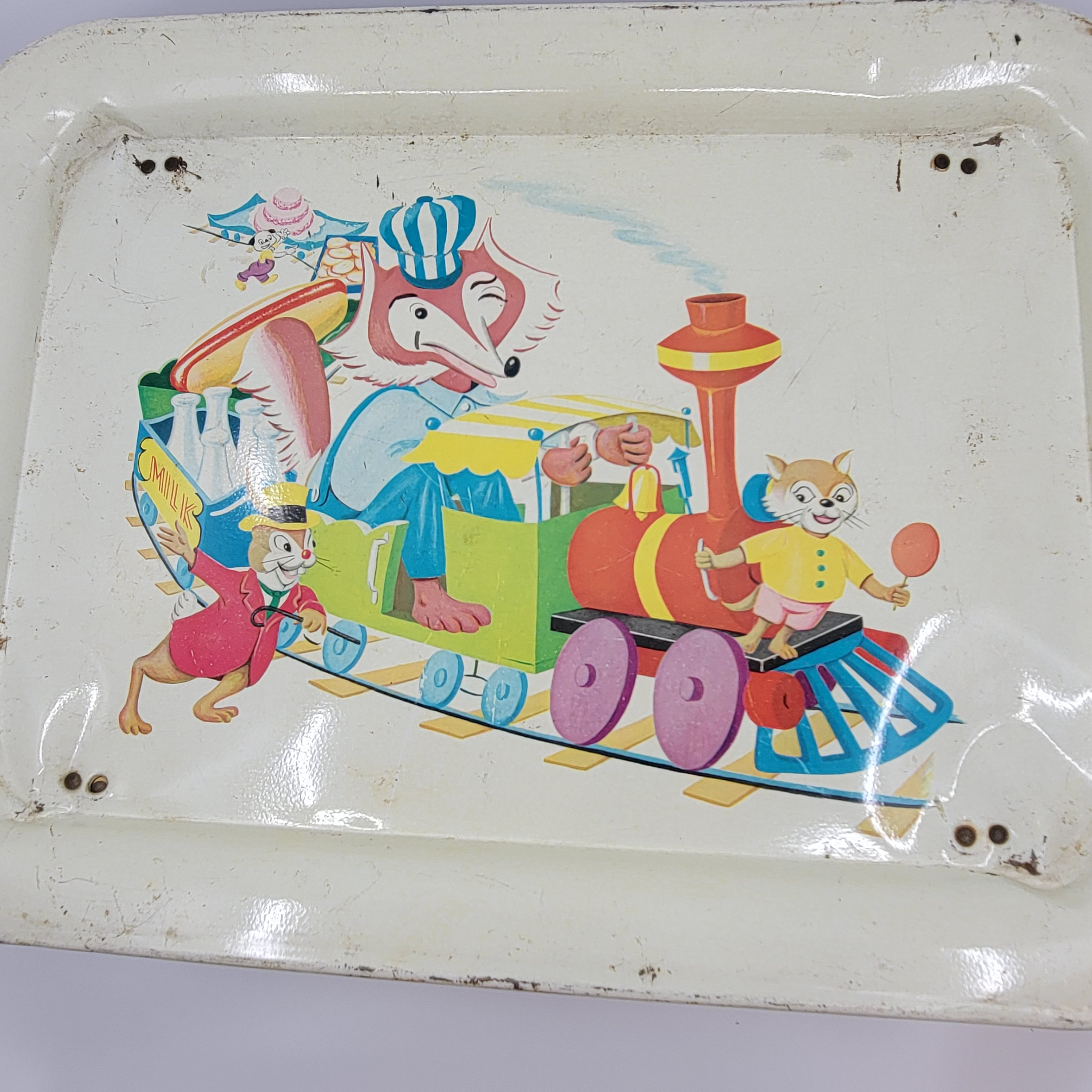 Vintage Metal plegable lap tray Animals Train Children's Etsy