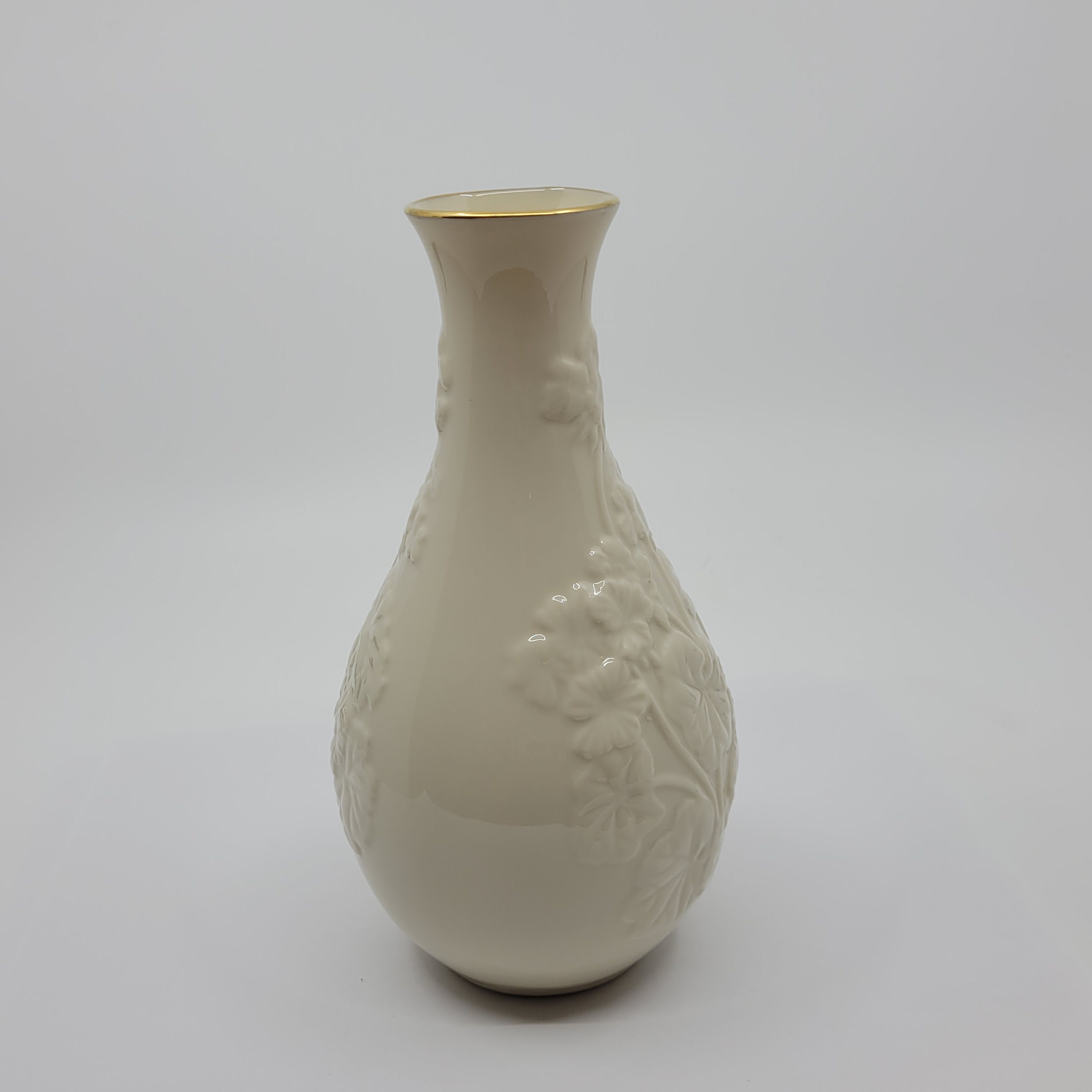 Lenox Beige Ivory Embossed Floral Design Vase with Gold Trim. Etsy
