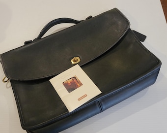 Maletín Coach LEXINGTON vintage de cuero negro, fabricado en EE. UU. A7C 5265