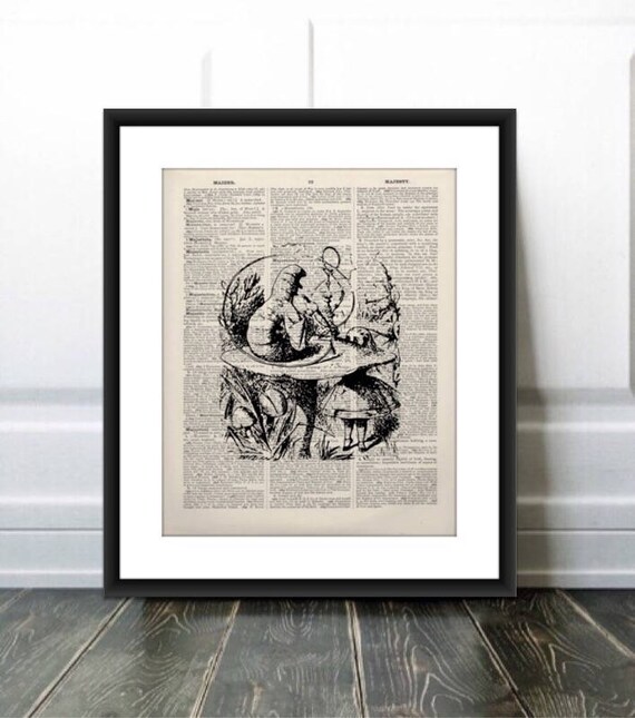 Alice In Wonderland Decor Nursery Print Kids Bedroom Decor Alice In Wonderland Art Unique Gift For Kids Old Book Page Art Wall Decor