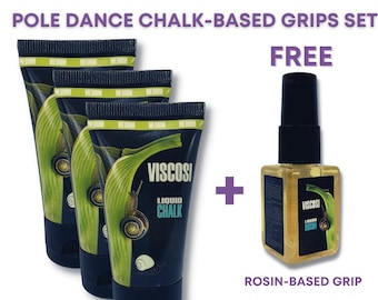 Pole dance grip Set (Liquid Chalk Based) 3-pack + PoleDance Spray grip (Rosin-based) for free | Pole Body AID for Pole dancer, pole dancing