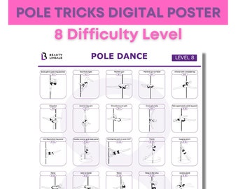 Pole Dance Tricks Printable Poster 8 Level Pole Dance Moves Pole