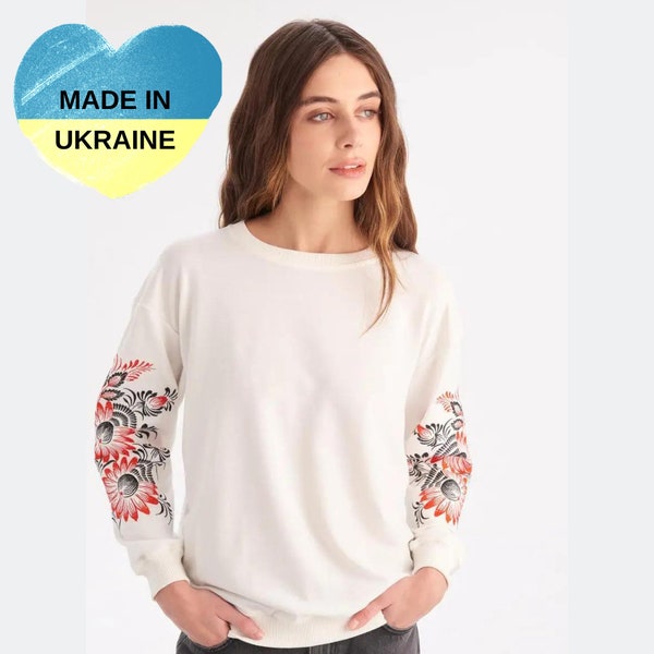 Ukrainian Sweatshirt Vyshyvanka Style | Ukraine Embroidered Sweatshirt for Woman | Perfect Ukrainian Gifts for Her | from Ukraine Shops