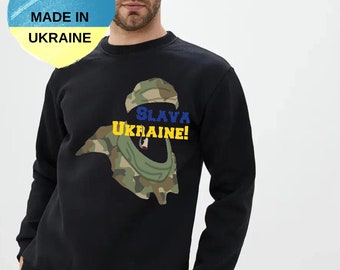 Ukrainisches Sweatshirt mit ZSU Hero Print | Slava Ukraine Geschenke von ukrainischen Verkäufern | Hergestellt in der Ukraine. Kleidung