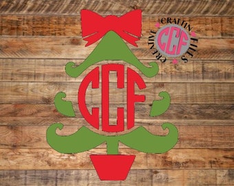 Christmas Tree Monogram Svg, Christmas Tree Svg, Christmas Tree Monogram with Bow Svg, Christmas  Monogram Svg, Christmas Bow Svg, Tree Svg