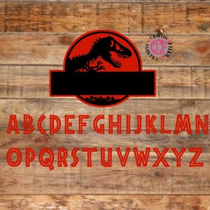 Dinosaur logo monogram with font digital instant download cut file in svg png dxf eps jpg, Dinosaur Alphabet Font