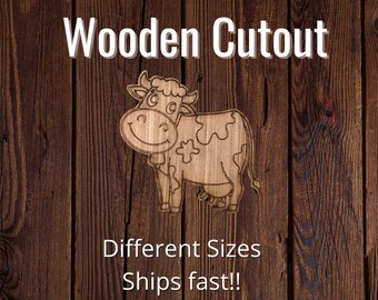 Cow Wood Cutout, Cow Wooden Cutout, Cow Wood Craft, Cow DIY Wood piece, Wooden Cow, DIY Laser cut Cow, Cow laser cut, wooden Cow laser cut