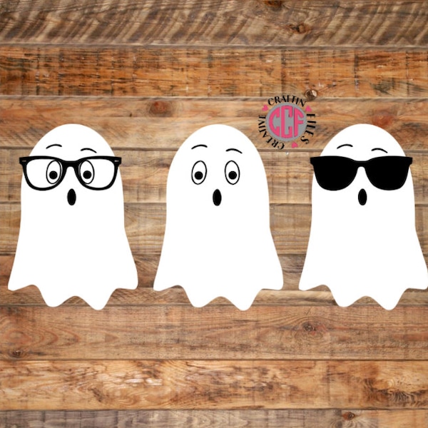 Ghost SVG, Nerd Ghost, Cool Ghost with Glasses, Halloween, Scary boo decor, ghosts, spooky, fall autumn, clipart svg png jpg eps dxf pdf