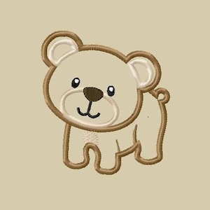 Brown Bear Applique Design, Brown Bear Applique Design File, Teddy Bear Applique Instant Digital Download File for Machine Embroidery
