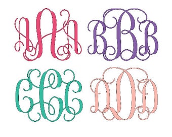 Pes Embroidery File, PES Interlocking Vine Monogram Font, PES Interlocking Monogram for EMBROIDERY Only