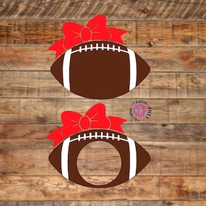 Football Monogram with bow digital download that comes in svg eps dxf png jpg, footballs svg, bows instant download, sports monogram, game