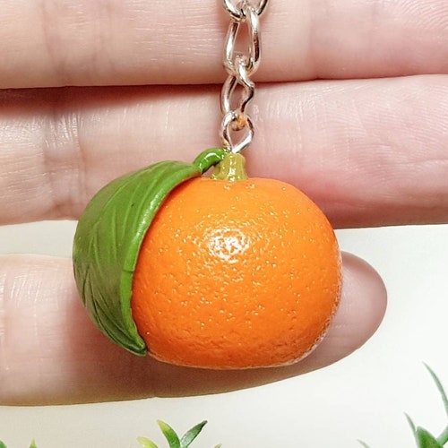 Keychain Orange Citrus Mandarinpolymer Clay Flowersbirthday Etsy