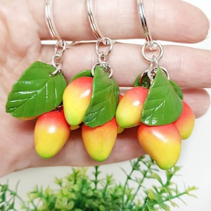 Mango bag charm from polymer clay Fruit keychain