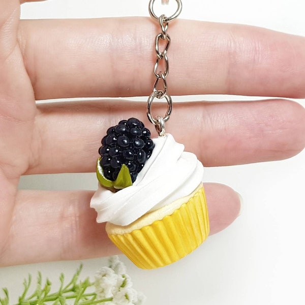 Porte-clés cupcake en argile polymère Porte-clés alimentaire miniature Charme alimentaire mignon