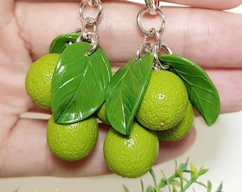 Green Lime Keychain From Polymer Clay Fruit Bag Charm Citrus