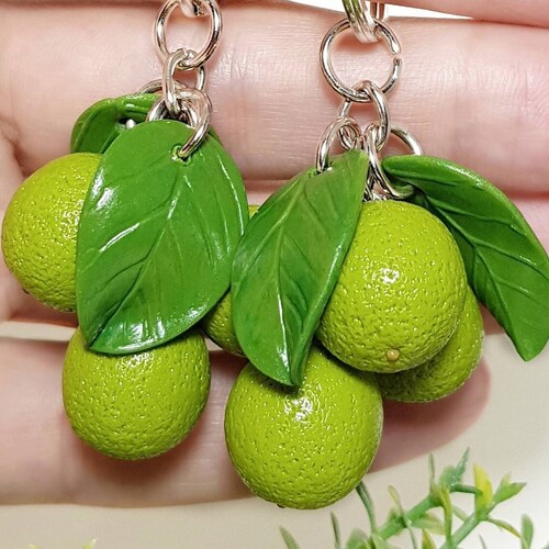 Mandarin Bag Charm From Polymer Clay Orange Fruit Keychain Etsy