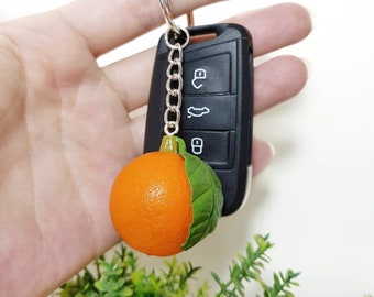 Polymer Clay Orange Schlüsselanhänger: Handgemachter Obst Anhänger