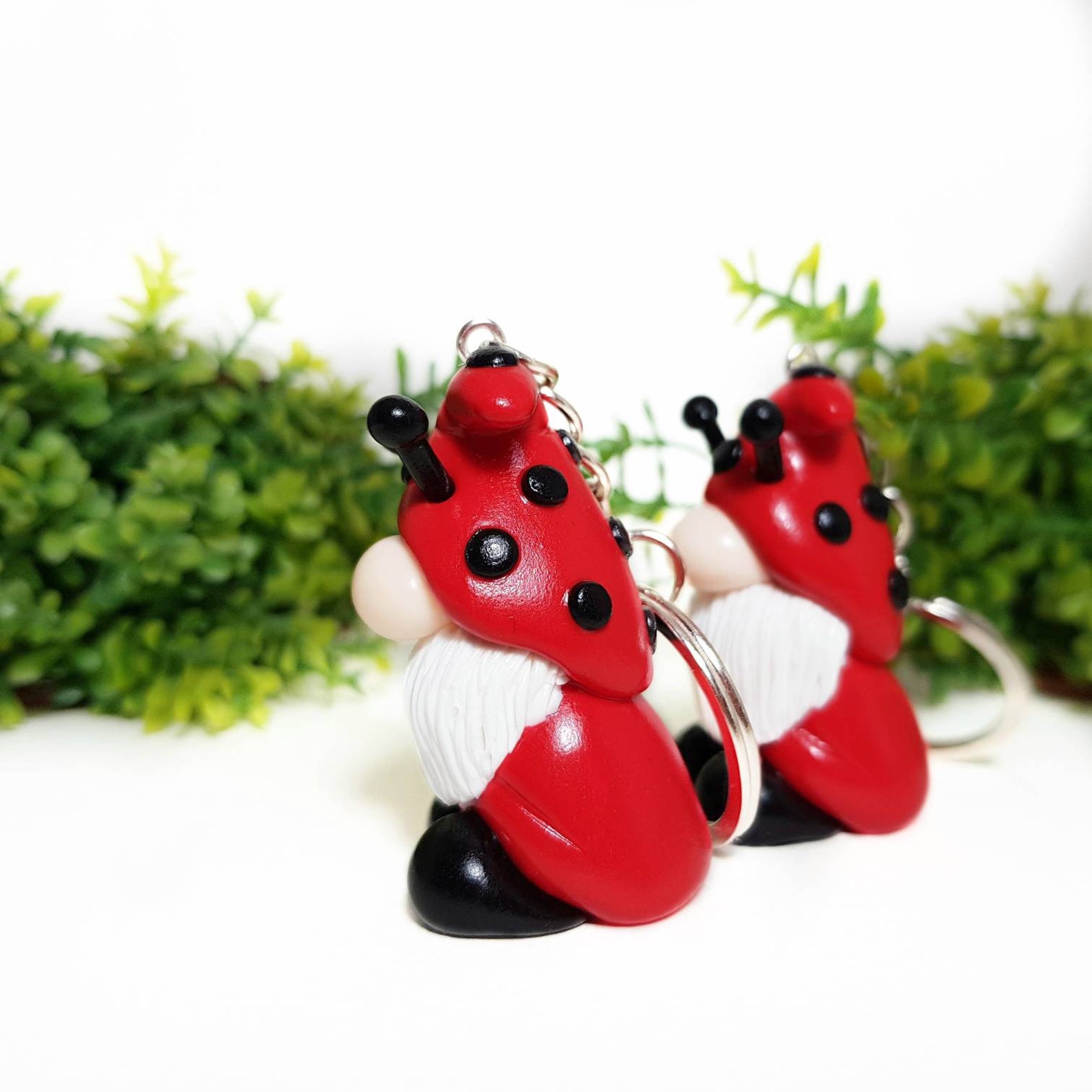 Ladybug gnome ornament from polymer clay cute gnome keychain  etsy