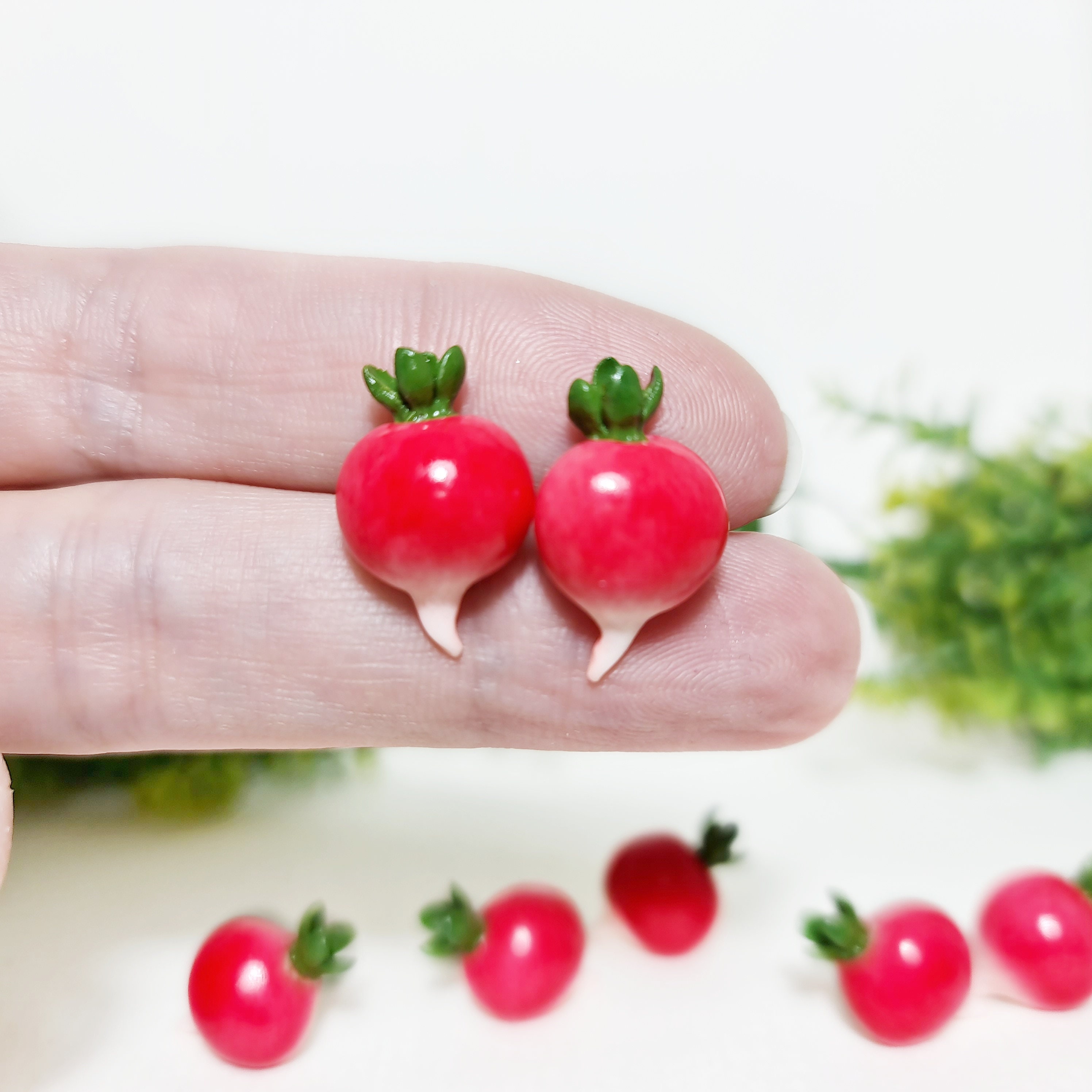Radish Stud Earrings From Polymer Clay Cute Food Earrings Etsy