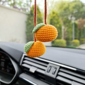 Crochet mandarin car handing charms Car rear view mirror hanging accessories Car accessories for teens