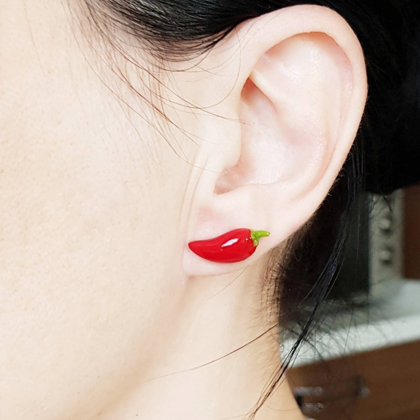 Food Stud Earrings Red Pepper Earrings Polymer Clay Cute Etsy