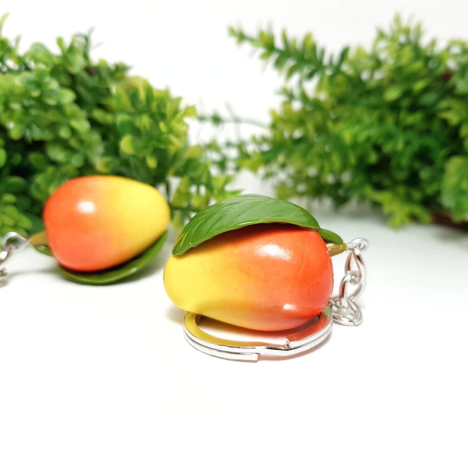 Mango bag charm from polymer clay Fruit keychain | Etsy