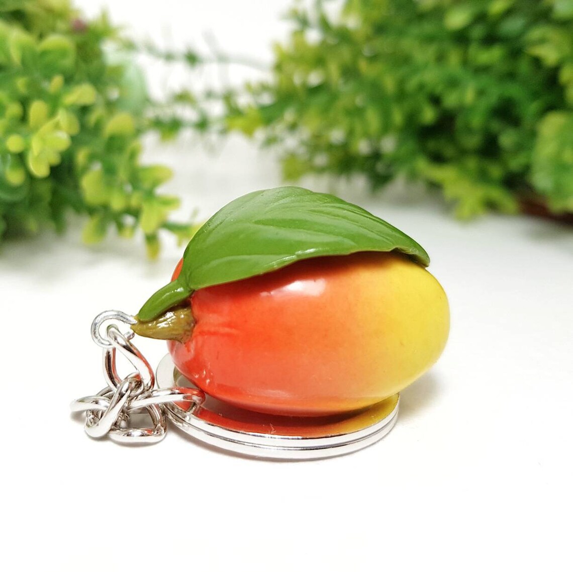 Mango keychain from polymer clay Fruit keychain Mango bag Etsy
