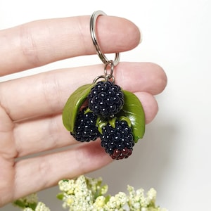 Polymer clay handbag charm Bag charm  Blackberry keychain Blackberry accessory Polymer clay berry pendant Fruit accessory Food keychain