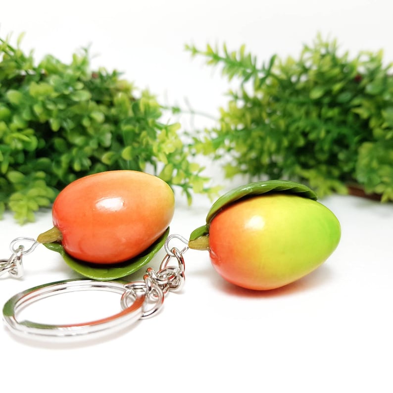 Mango Keychain From Polymer Clay Fruit Keychain Mango Bag Etsy
