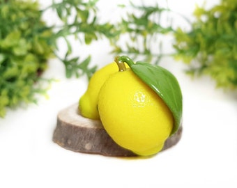 Lemon magnet from polymer clay Mini fruit fridge magnets Cute office supplies