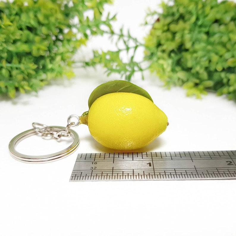 Lemon Keychain From Polymer Clay Fruit Bag Charm Etsy