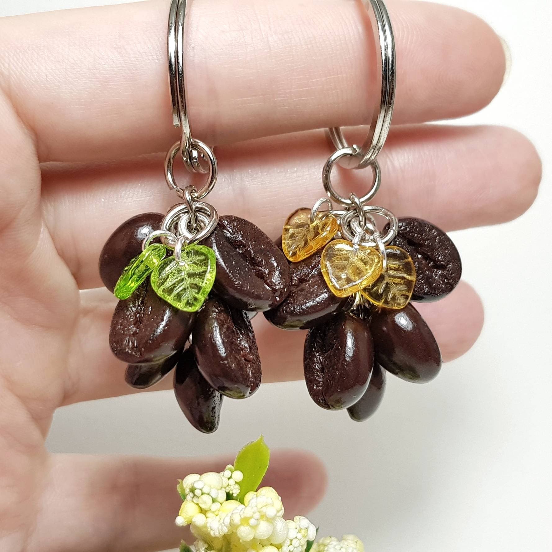 Fake Coffee Bean Keychain From Polymer Clay Coffee Lovers Gift Etsy