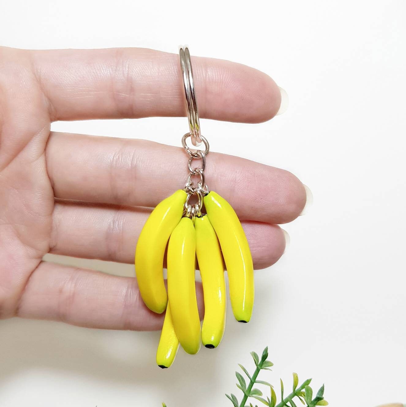 Décoration véhicule,Porte-clé suspendu en forme de carlin,banane